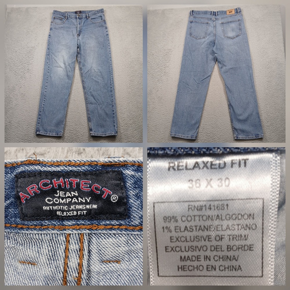 Architect Jean Company Relaxed Fit Men's Jeans‎ 36x30 Blue Denim